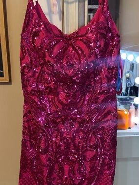 Windsor Fuchsia Sequin Prom Dress
